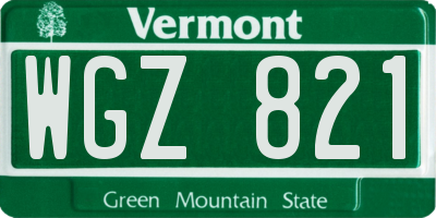 VT license plate WGZ821