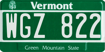 VT license plate WGZ822