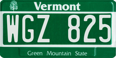VT license plate WGZ825