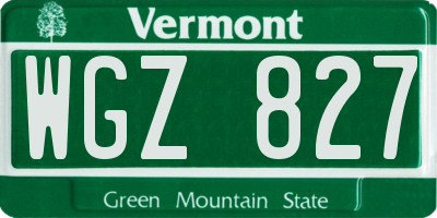 VT license plate WGZ827