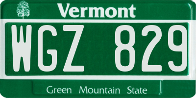 VT license plate WGZ829