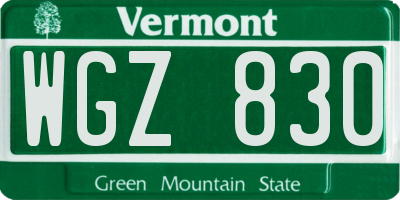 VT license plate WGZ830