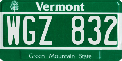 VT license plate WGZ832