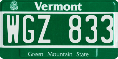 VT license plate WGZ833