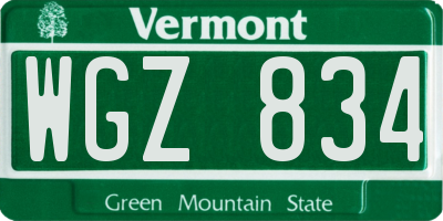 VT license plate WGZ834