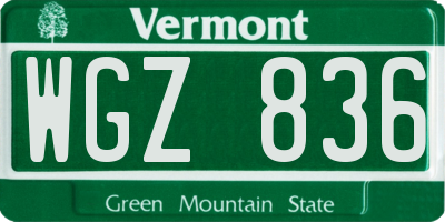 VT license plate WGZ836