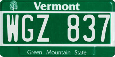 VT license plate WGZ837