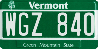 VT license plate WGZ840