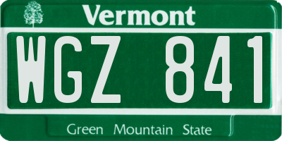 VT license plate WGZ841
