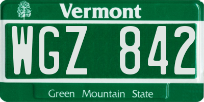 VT license plate WGZ842
