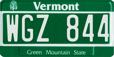VT license plate WGZ844