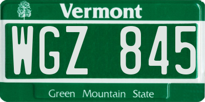 VT license plate WGZ845