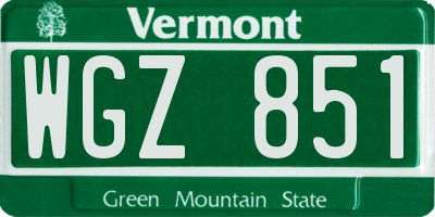 VT license plate WGZ851