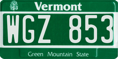 VT license plate WGZ853