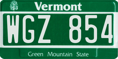 VT license plate WGZ854