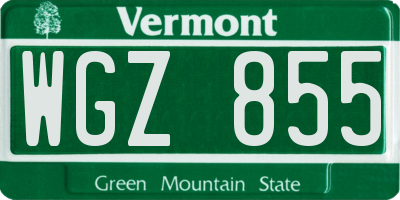 VT license plate WGZ855