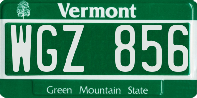 VT license plate WGZ856