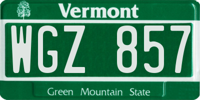 VT license plate WGZ857