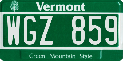 VT license plate WGZ859