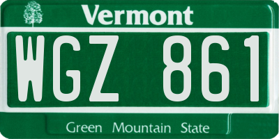VT license plate WGZ861
