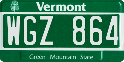 VT license plate WGZ864
