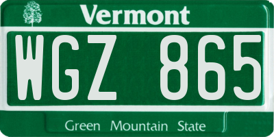 VT license plate WGZ865