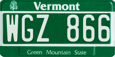 VT license plate WGZ866
