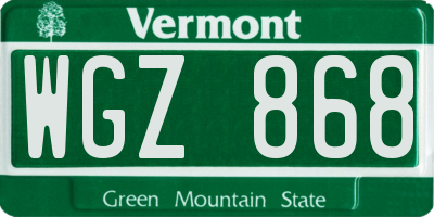 VT license plate WGZ868