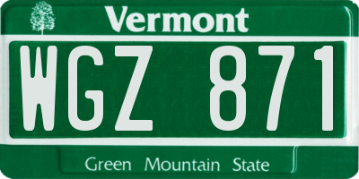 VT license plate WGZ871