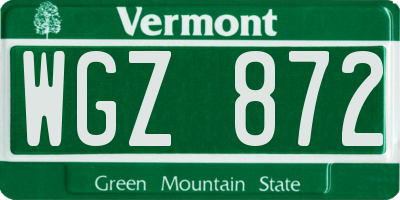 VT license plate WGZ872