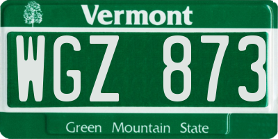 VT license plate WGZ873