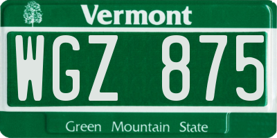 VT license plate WGZ875