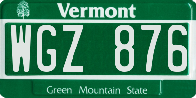 VT license plate WGZ876