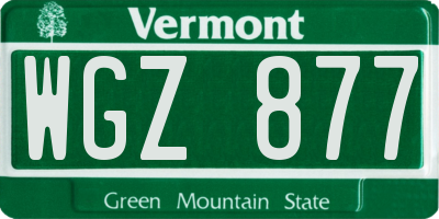 VT license plate WGZ877