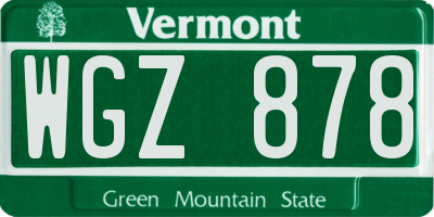 VT license plate WGZ878