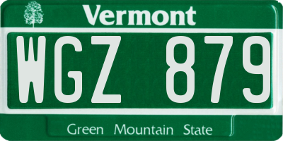 VT license plate WGZ879