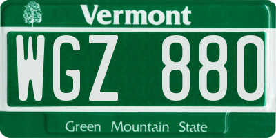 VT license plate WGZ880