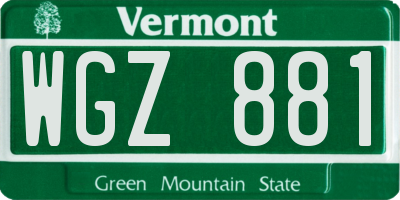 VT license plate WGZ881