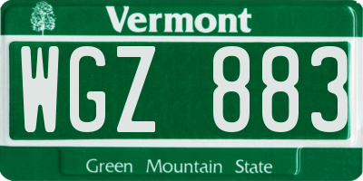 VT license plate WGZ883