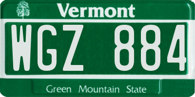 VT license plate WGZ884