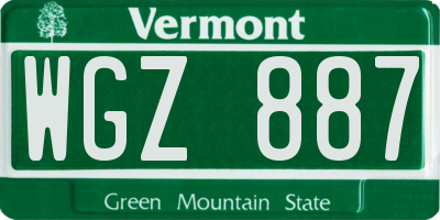 VT license plate WGZ887