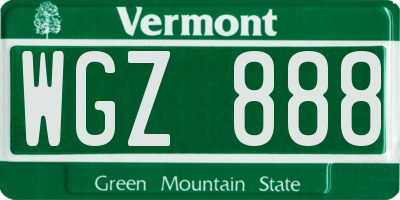 VT license plate WGZ888