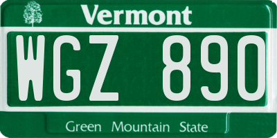 VT license plate WGZ890