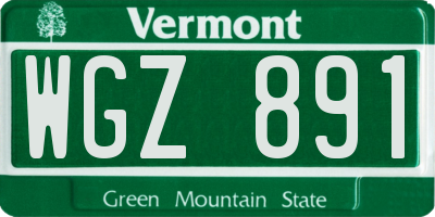 VT license plate WGZ891