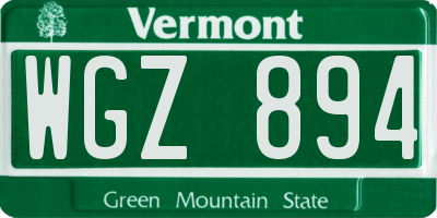 VT license plate WGZ894