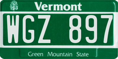 VT license plate WGZ897