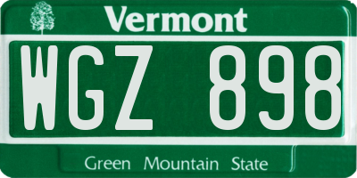 VT license plate WGZ898