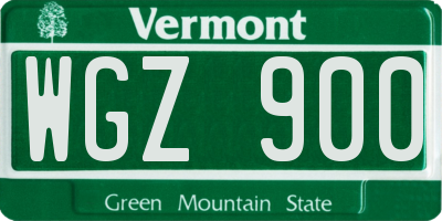 VT license plate WGZ900