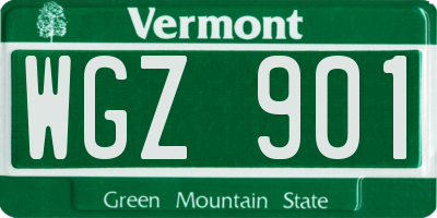 VT license plate WGZ901