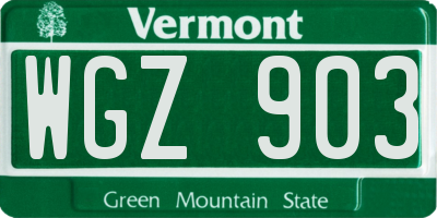 VT license plate WGZ903
